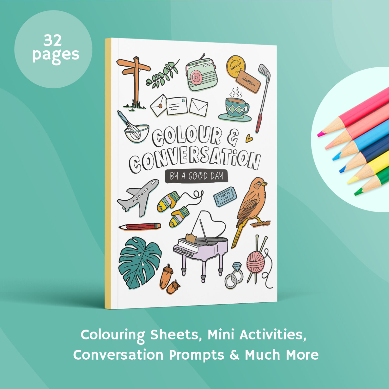 Dementia Friendly Colouring Book with Large print and mindful activities