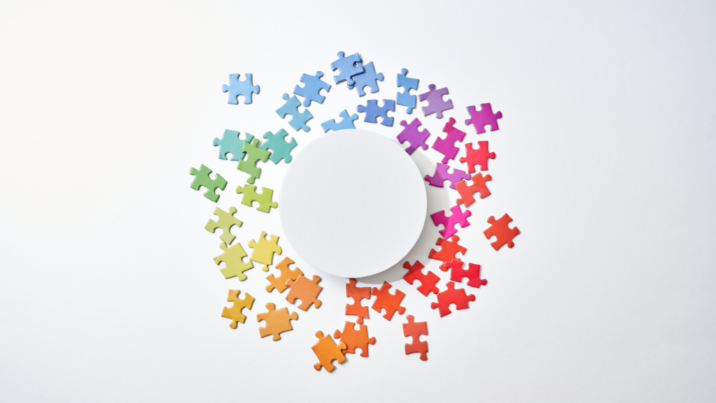 colourful jigsaw pieces to illustrate the complex nature of colour perception in people with dementia