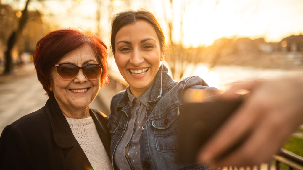 intergenerational relationships mother daughter selfie