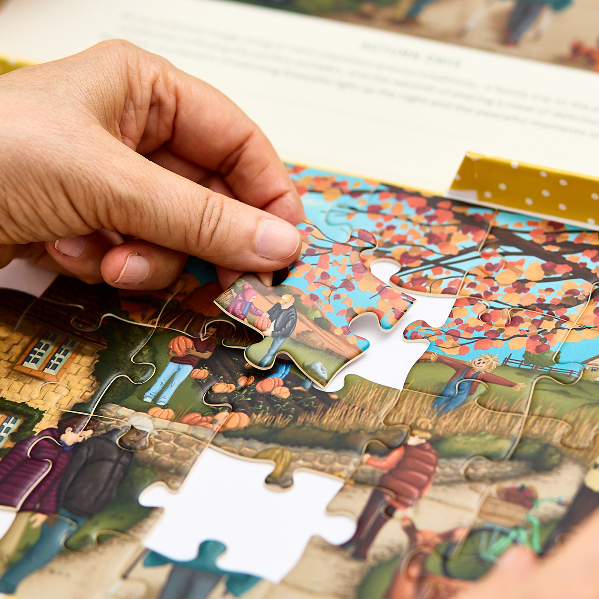Close up for autumn dementia jigsaw showing puzzle piece