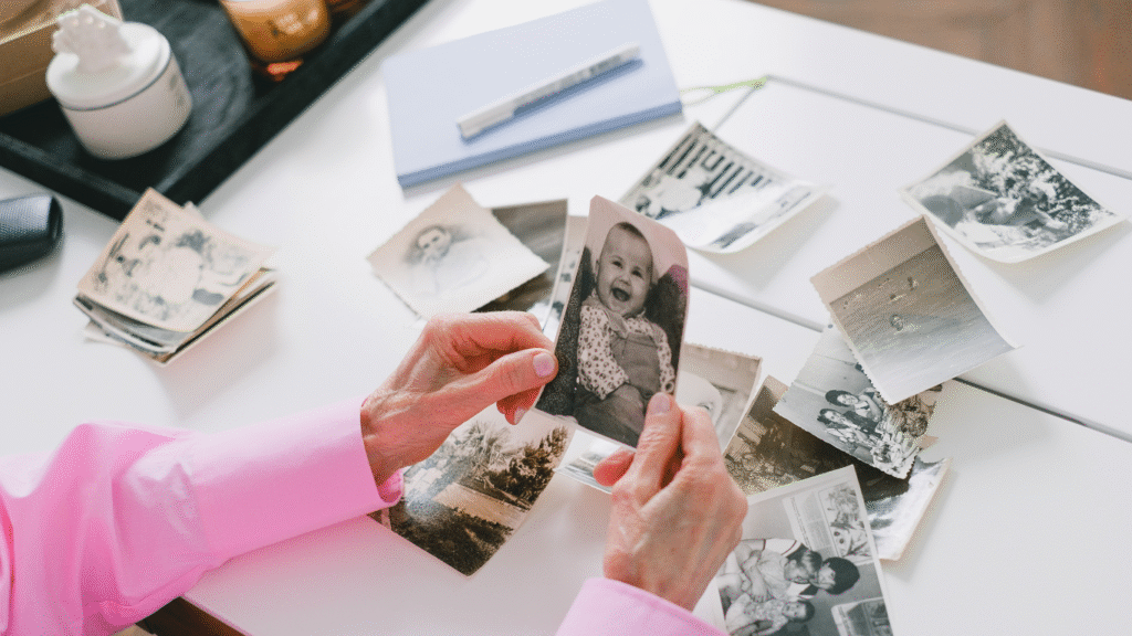 Choosing photos for a memory box for dementia